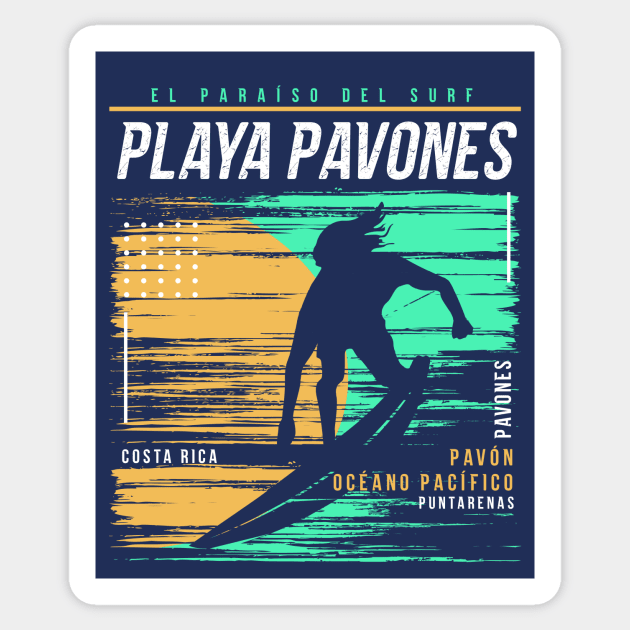 Retro Surfing Playa Pavones, Costa Rica // Vintage Surfer Beach // Surfer's Paradise Sticker by Now Boarding